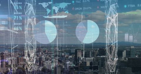 Innovative Global Finance Interfaces Over Modern Cityscape