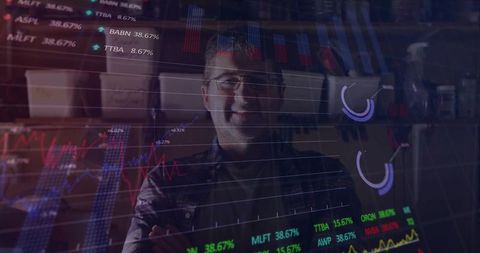 Analytical trader studying stock trends in modern workspace