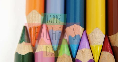 Happy Teachers Day on Colorful Pencils for Education Celebration - Download Free Stock Images Pikwizard.com