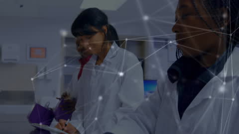 Female Scientists Connected by Digital Technology in Innovative Lab