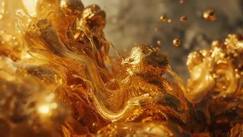 Golden Liquid Dynamics in Motion with Droplet Effect