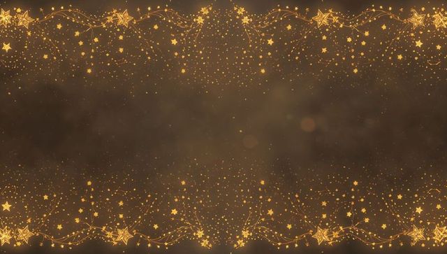 Elegant Golden Star Garland Border on Dark Brown Bokeh Backdrop for Festive Designs
