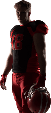 Caucasian Football Player Holding Helmet Transparent Background