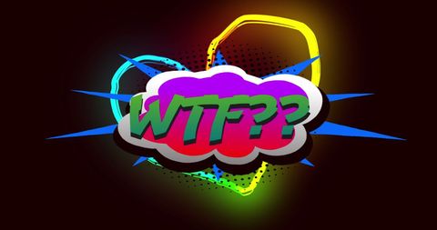 Bright Neon WTF Text with Colorful Heart on Black Background - Download Free Stock Images Pikwizard.com