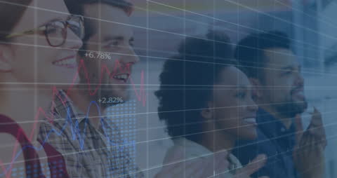 Diverse Business Team Analyzing Growing Market Trends