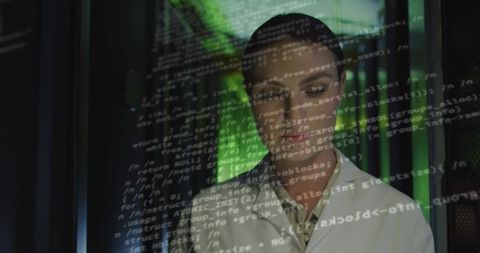 Tech Professional with Data Projection in Server Room - Download Free Stock Images Pikwizard.com