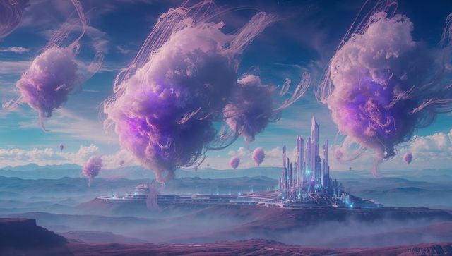 Futuristic City Underneath Majestic Purple Sky