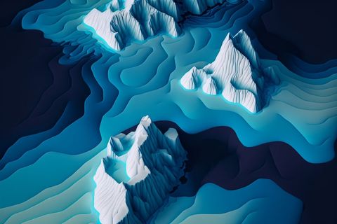 Futuristic abstract 3d terrain in blue tones design