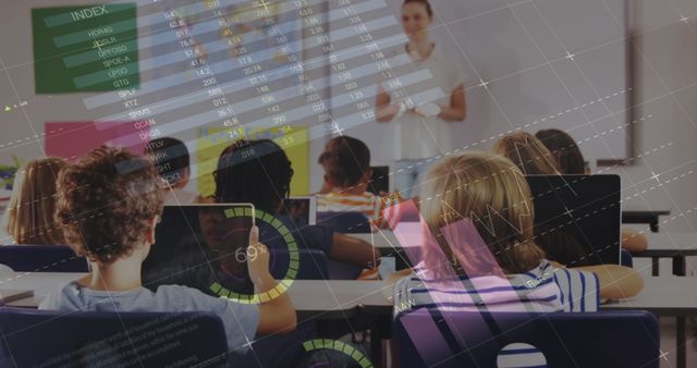 Innovative Classroom with Data Analytics Overlay - Download Free Stock Images Pikwizard.com