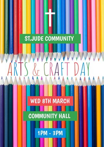 colorful art and craft day poster with pencils - Download Free Stock Templates Pikwizard.com