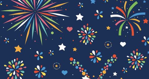Colorful Fireworks and Hearts on Dark Background - Download Free Stock Images Pikwizard.com