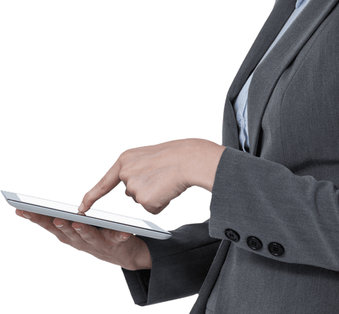 Transparent Businesswoman Using Tablet Midsection View - Download Free Stock Videos Pikwizard.com
