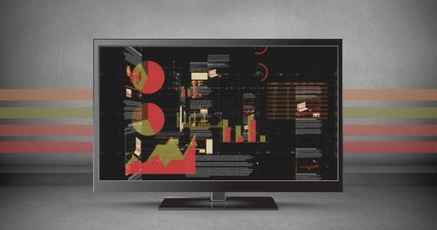 Digital Data Visualization on Monitor with Financial Graphs - Download Free Stock Images Pikwizard.com