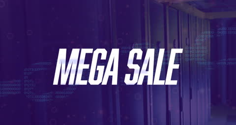 Mega Sale Promotion Animation Over Data Servers