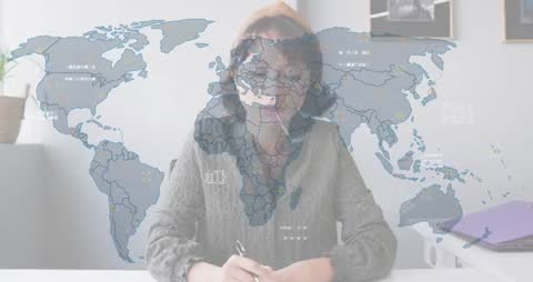 Business Analyst with Futuristic Global Map Interface