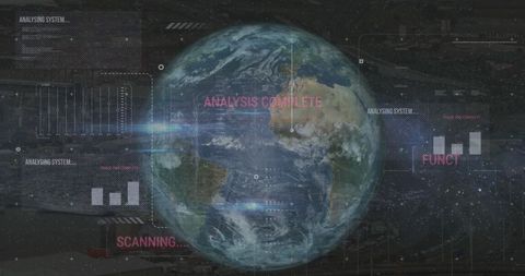 Holographic Interface with Rotating Globe and Digital Analytics - Download Free Stock Images Pikwizard.com