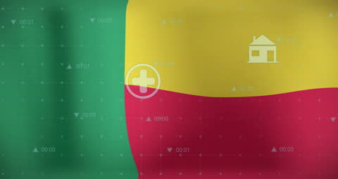 Benin Flag with Digital Energy Data Overlay