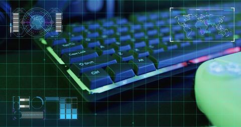 Digital Interface with Gaming Keyboard and Data Processing Elements - Download Free Stock Images Pikwizard.com