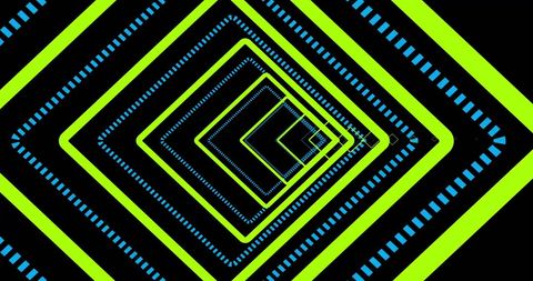 Dynamic neon geometric pattern with concentric squares