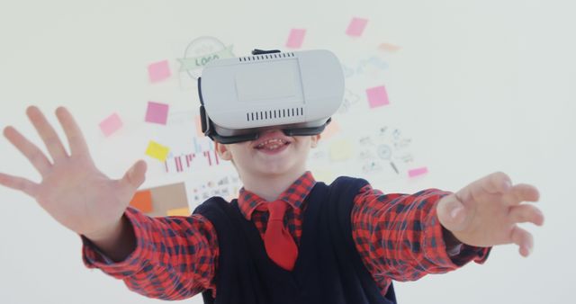Excited Child Engaging with Virtual Reality Headset - Download Free Stock Images Pikwizard.com