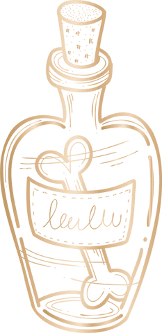 Transparent vintage bottle with heart stirrer illustration