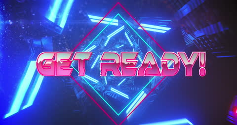 Futuristic Get Ready Text with Neon Lights Animation