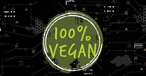 100 Percent Vegan Text on Digital Interface Background
