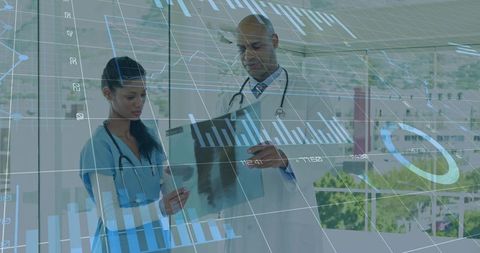 Medical Professionals Analyzing Health Data in Office