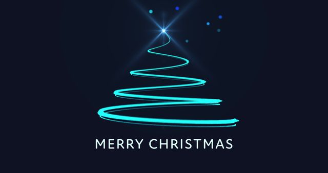 Glowing Blue Star Christmas Tree with Merry Christmas Message - Download Free Stock Images Pikwizard.com