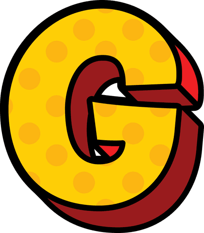 Spotted 3D Letter G on Transparent Background with Bold Colors