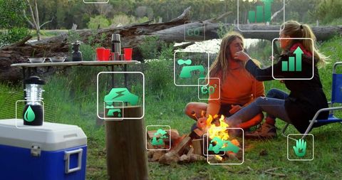 Couple Sharing on Overnight Camping Trip by Fireside