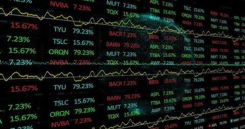 Trading Desk Screen with Stock Ticker Symbols Current Trends