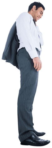 Happy Biracial Businessman with Jacket on Shoulder Transparent