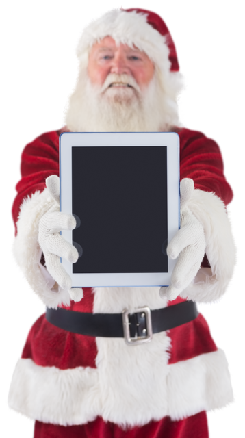 Transparent Santa Claus Holding Tablet PC Out into Camera - Download Free Stock Videos Pikwizard.com