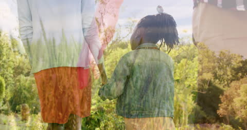 Family Outing in Serene Autumn Park Backdropped by Nature