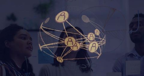 Team visualizing global network on writable glass for collaborative data brainstorming