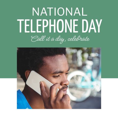 National Telephone Day Celebration with Man Using Smartphone - Download Free Stock Templates Pikwizard.com