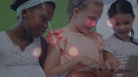 Children Learning with Digital Tablet and Technology Overlay