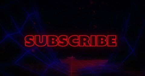 Glowing Neon Subscribe Text in Futuristic Digital World