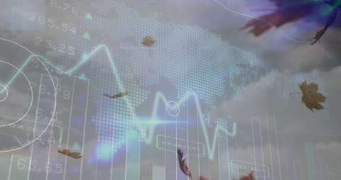 Global Finance Data with Falling Leaves and Sky