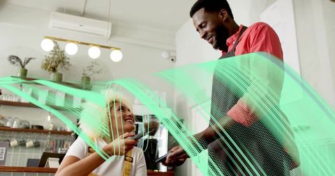 Contactless Payment in Modern Coffee Shop Setting