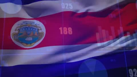 Costa Rica Flag with Dynamic Data Visualization and Statistics