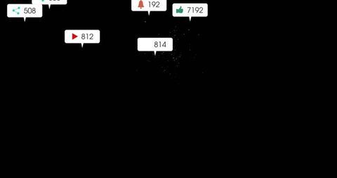 Abstract digital interaction symbols on black with space for copy