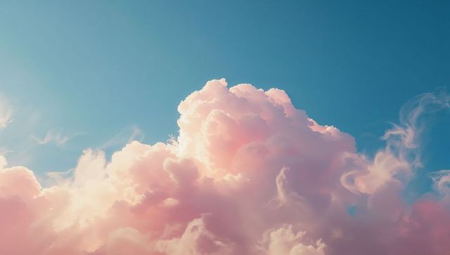 Majestic Pink Clouds Lit by Peach Sunshine