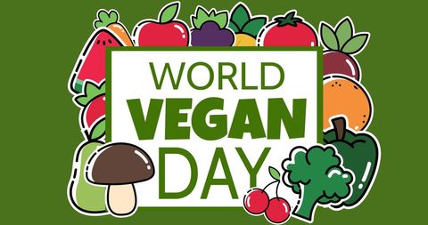 Colorful World Vegan Day Banner with Fresh Fruits and Vegetables - Download Free Stock Images Pikwizard.com