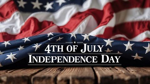 American Flag Draped Across Wooden Table for Independence Day