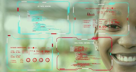 Smiling Professional Engaging with Holographic Technology Outdoors