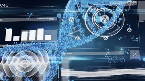 Futuristic Digital Data and DNA Strand Abstract Interface