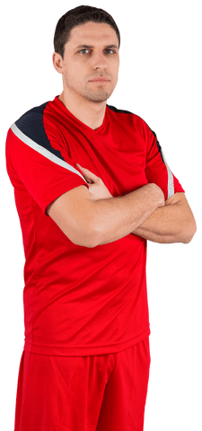Confident Football Player in Red Uniform Standing Transparent Background - Download Free Stock Videos Pikwizard.com