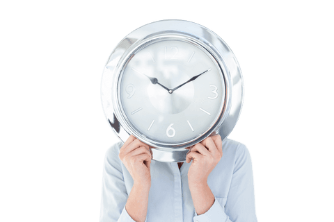 transparent businesswoman holding metallic clock over face - Download Free Stock Videos Pikwizard.com